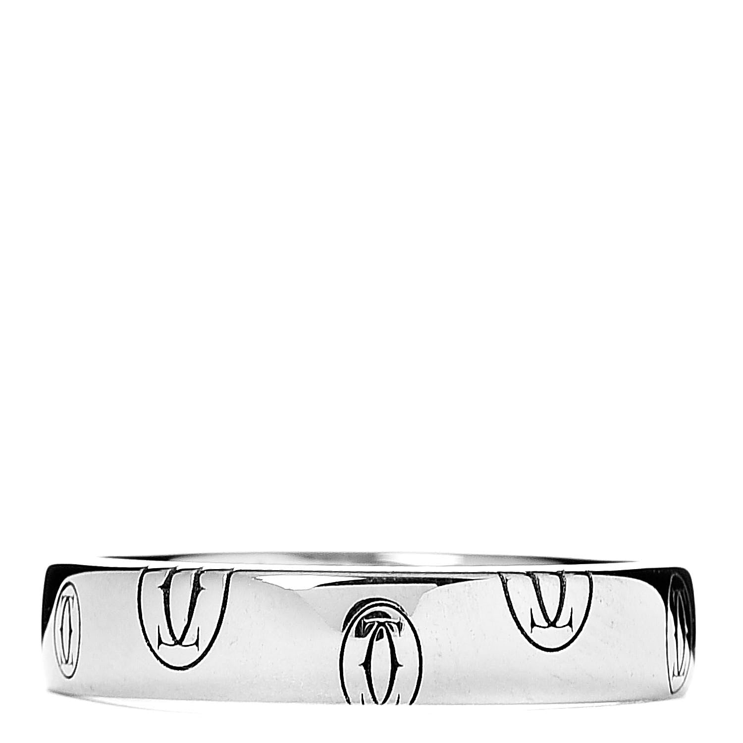 Cartier 18K White Gold 4mm Happy Birthday Band Ring 51 5.75 1 of 4