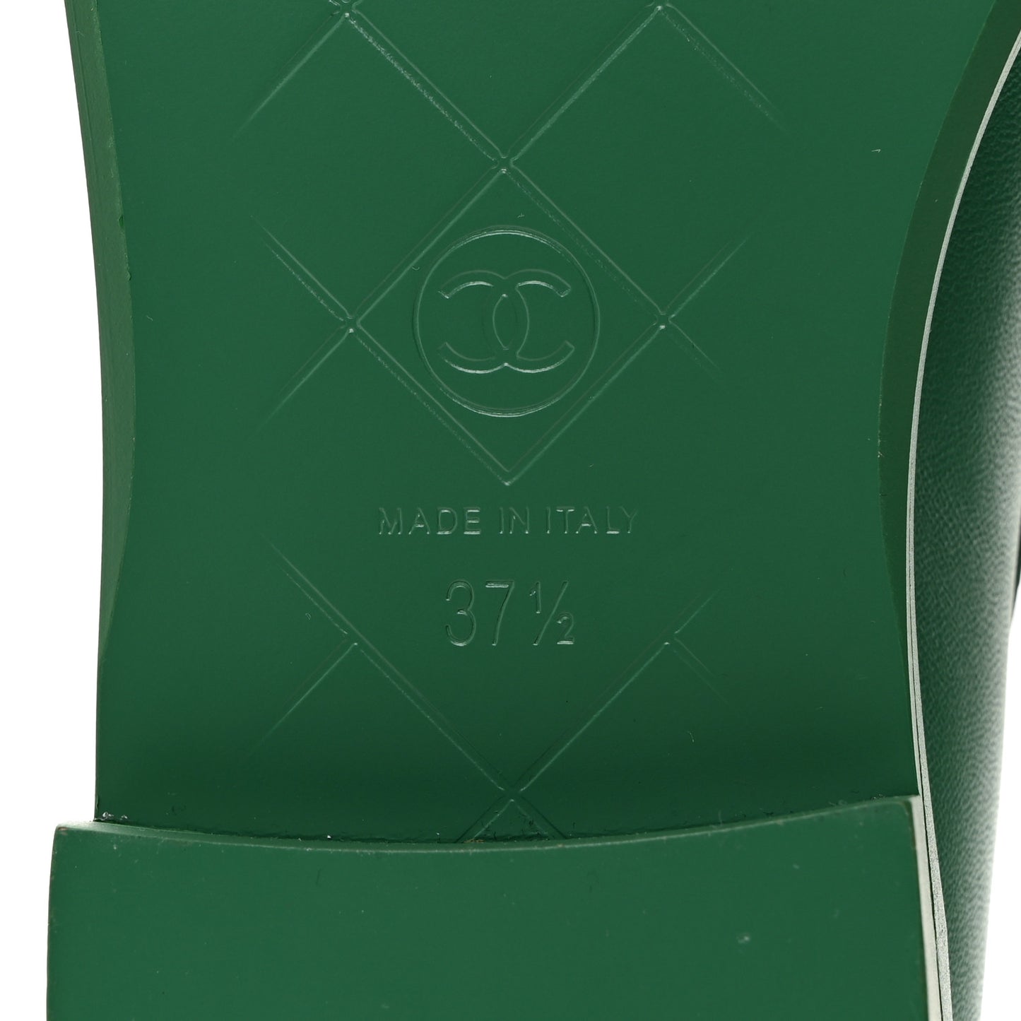 Lambskin Quilted CC Turnlock Loafers 37.5 Green
