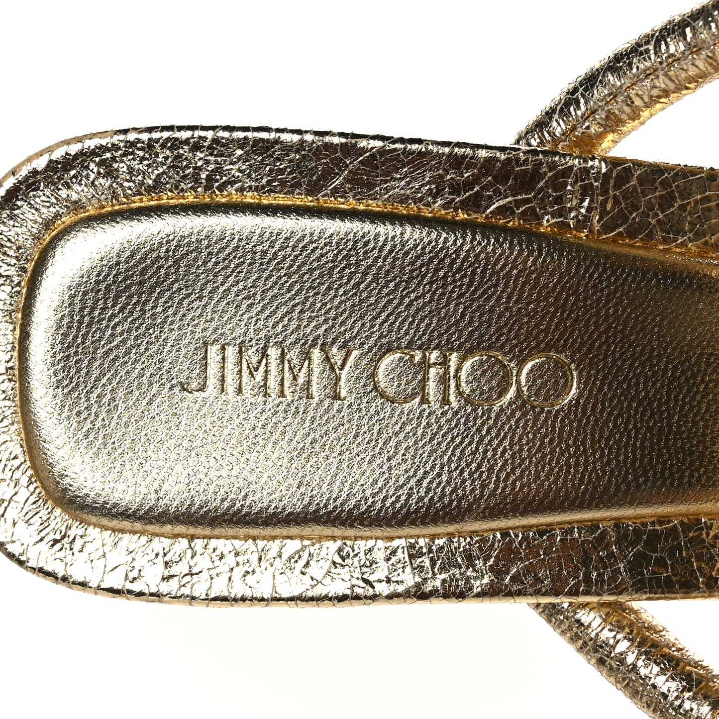 Metallic Crackled Calfskin Cape 75 Strappy Slide Sandals 38 Gold