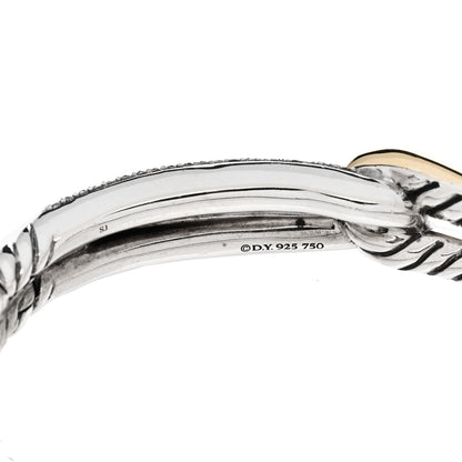 David Yurman Sterling Silver 18K Yellow Gold Diamond Single Loop Labyrinth Bracelet 3 of 3