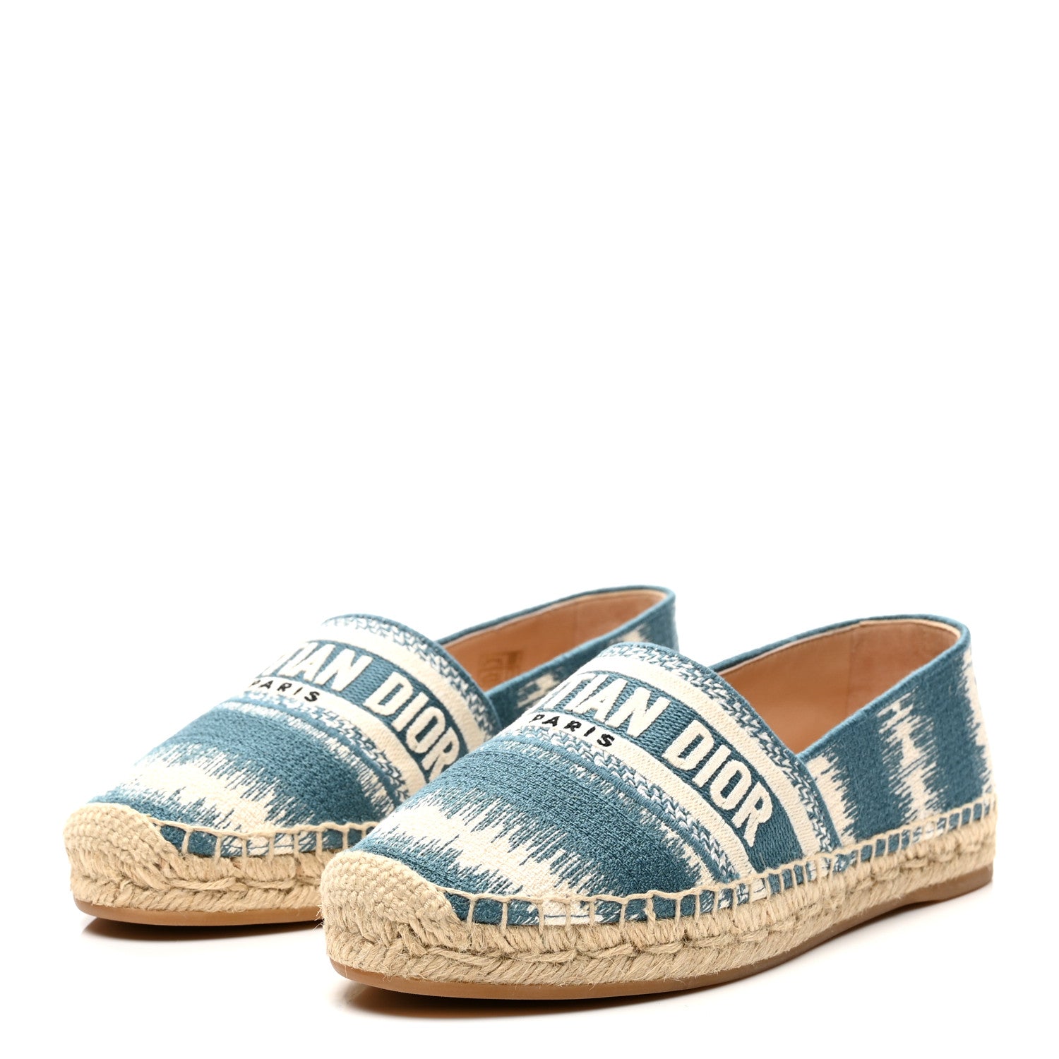 Christian Dior Cotton D-Stripes Embroidered Granville 15mm Espadrilles 37.5 Deep Ocean 3 of 10