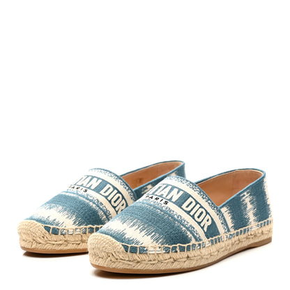 Christian Dior Cotton D-Stripes Embroidered Granville 15mm Espadrilles 37.5 Deep Ocean 3 of 10