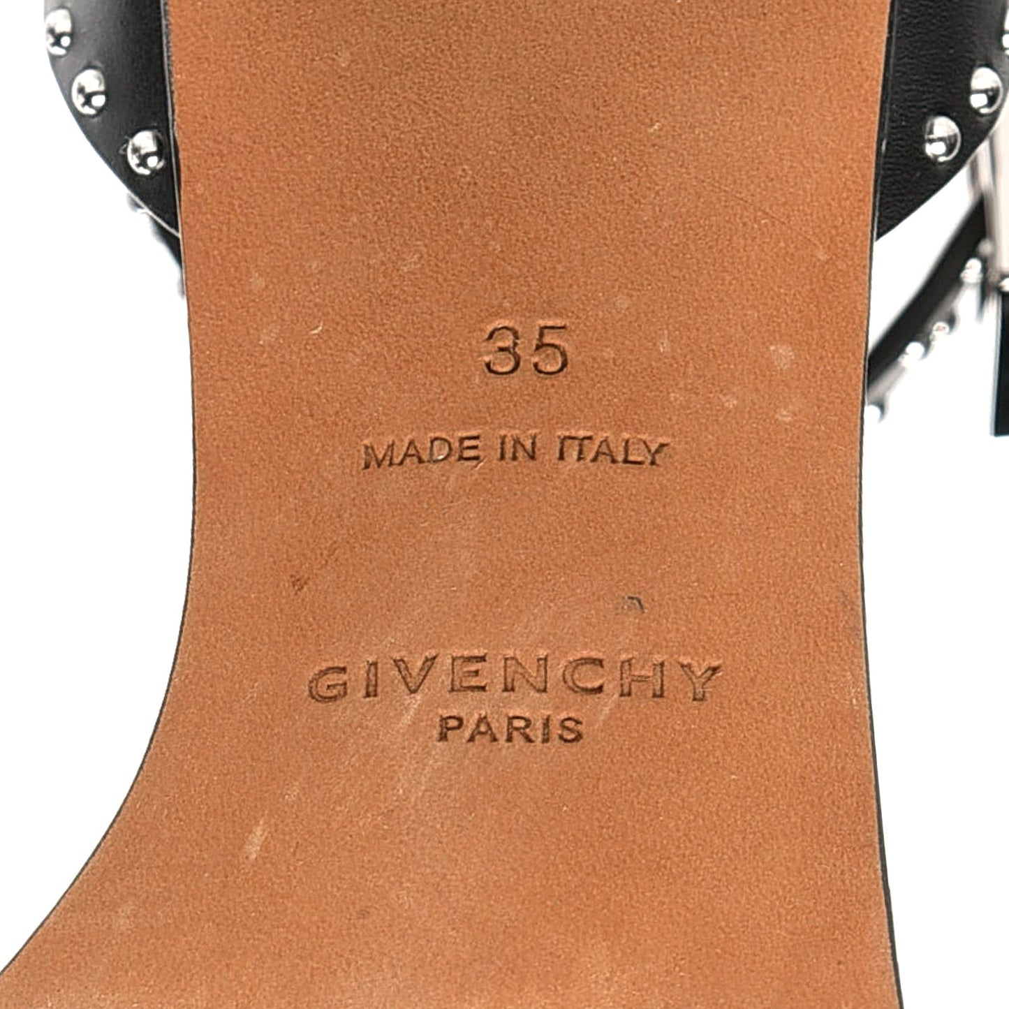 Calfskin Studded Elegant Sandals 35 Black