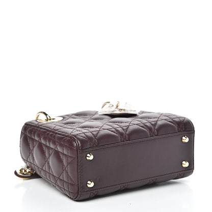 Christian Dior Lambskin Cannage Mini Lady Dior Plum 4 of 12