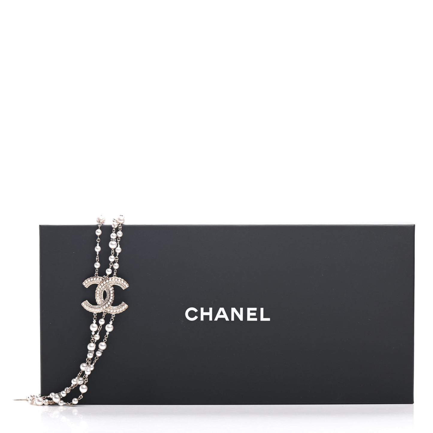 Graduated Pearl Crystal CC Multi Strand Long Necklace Gold