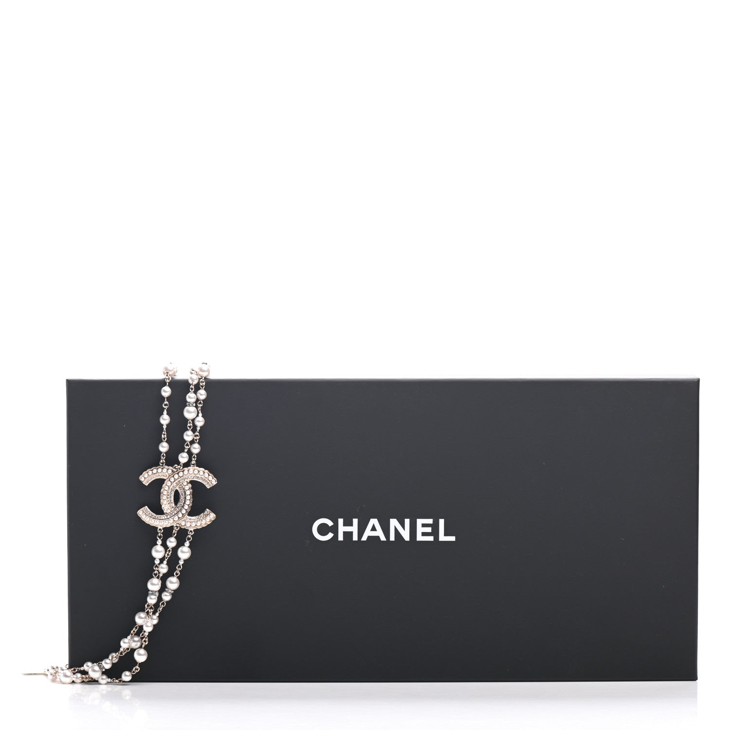 Chanel Graduated Pearl Crystal CC Multi Strand Long Necklace Gold 5 of 5
