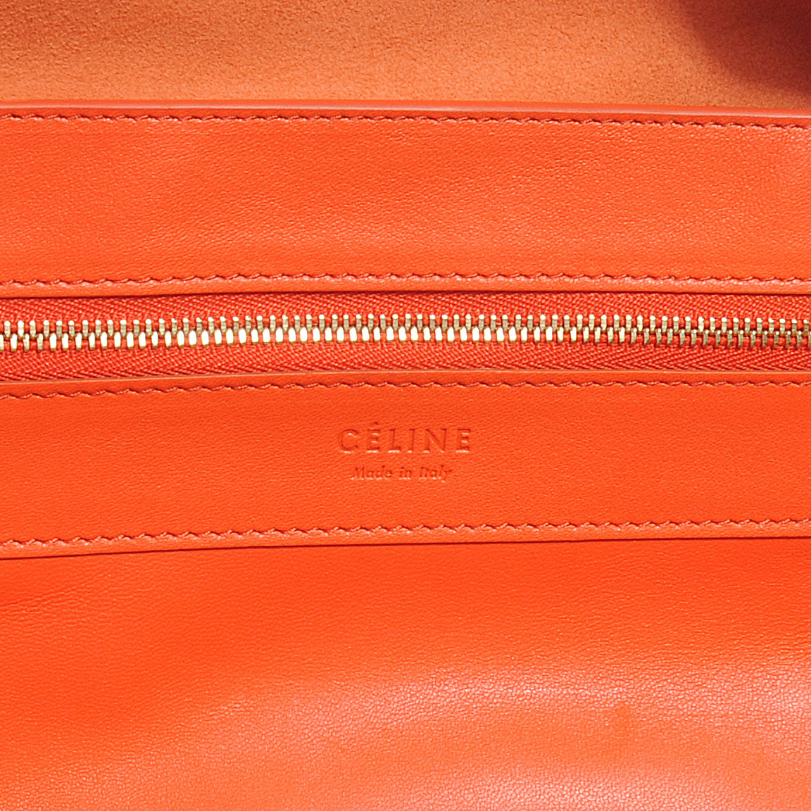 Leather Horizontal Bi-Color Cabas Orange Red
