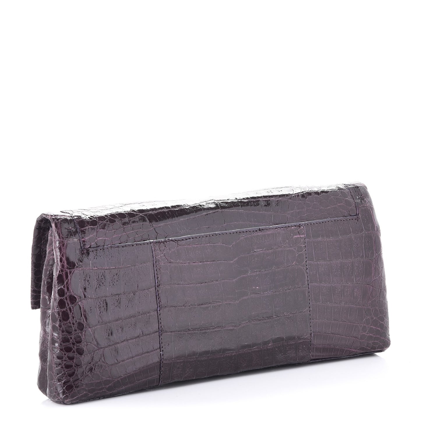 Crocodile Stud Foldover Clutch Purple