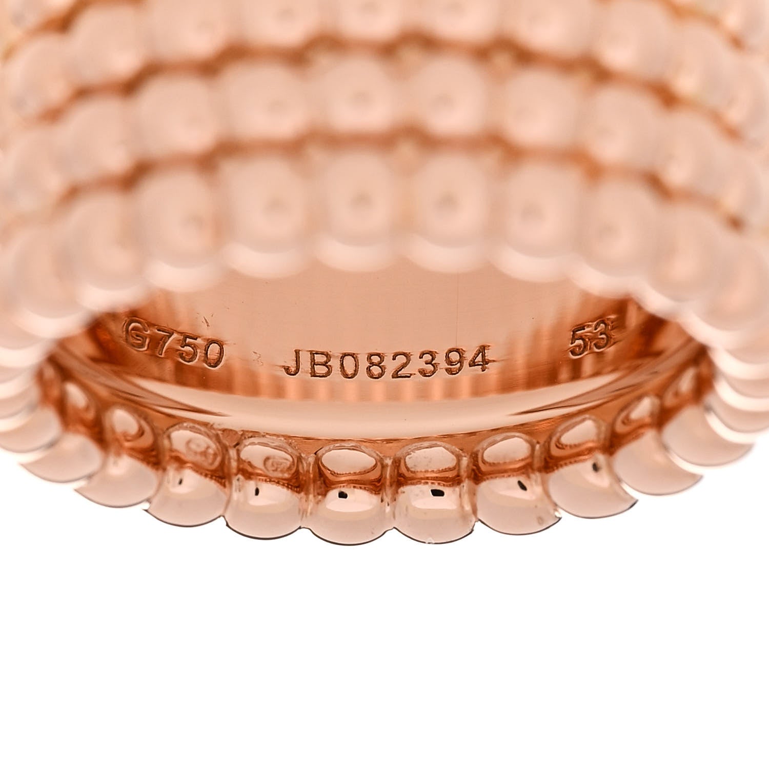 Van Cleef & Arpels 18K Rose Gold Perlee Pearls of Gold 5 Row Ring 53 6.5 5 of 6