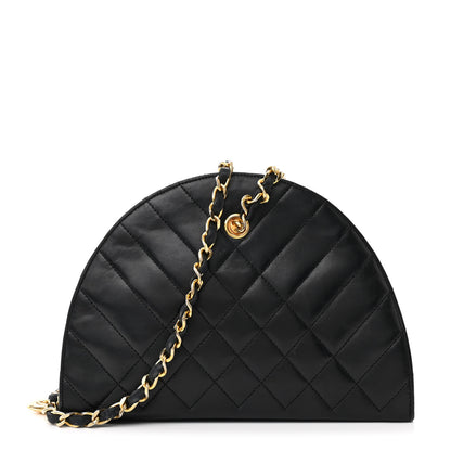 Chanel Lambskin Quilted Small Half Moon Clutch Black 1 of 14
