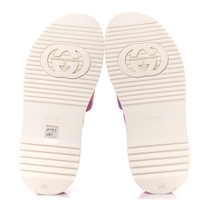 Gucci GG Supreme Joy Monogram Angelina Platform Slide Sandals 37.5 Fuxia Blue 5 of 11