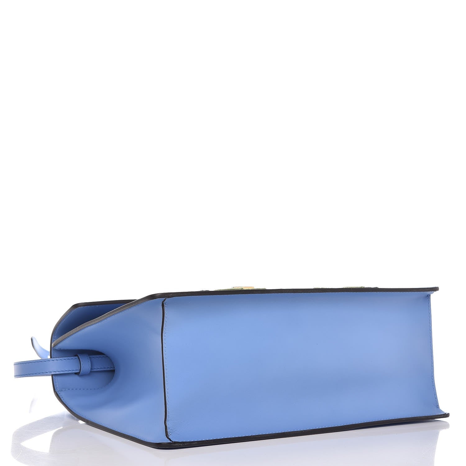 Gucci Calfskin Embroidered Medium Sylvie Top Handle Bag Clear Sky Blue 4 of 9