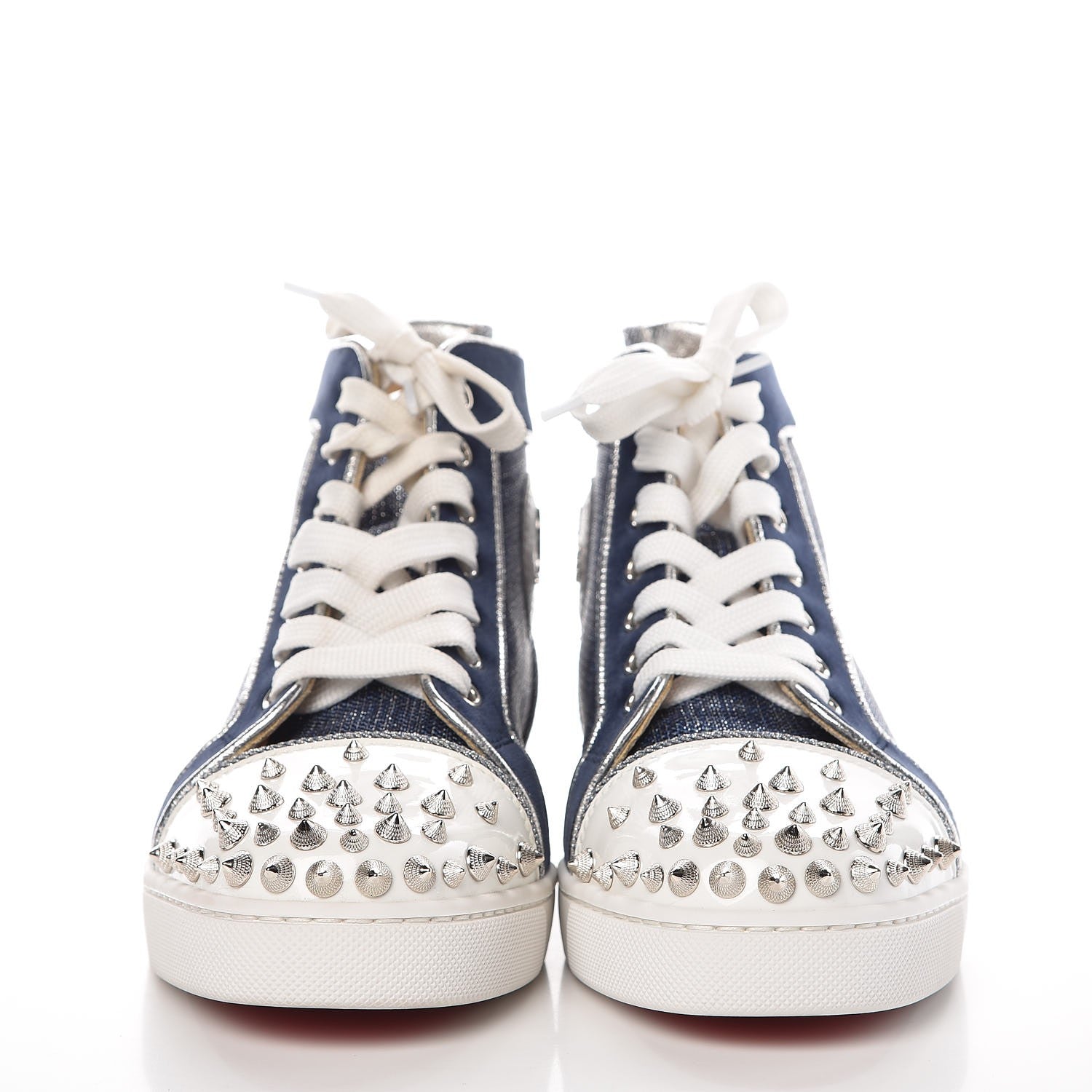 Christian Louboutin Lame Lou Spikes Flat Sneakers 37 Blue 2 of 9
