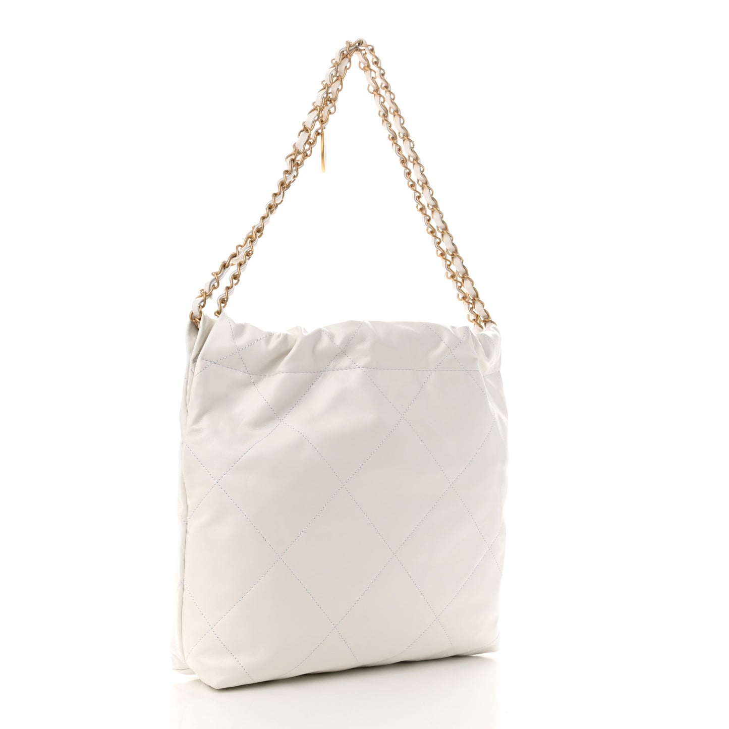 Shiny Calfskin Quilted Small Chanel 22 White