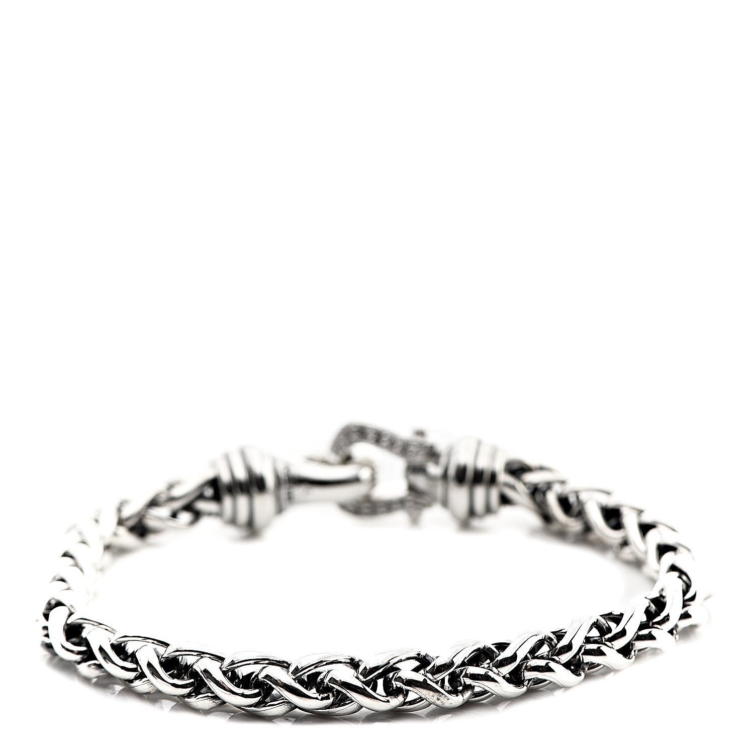 David Yurman Sterling Silver Diamond 6mm Buckle Wheat Chain Bracelet 2 of 3