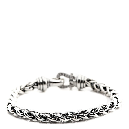 David Yurman Sterling Silver Diamond 6mm Buckle Wheat Chain Bracelet 2 of 3