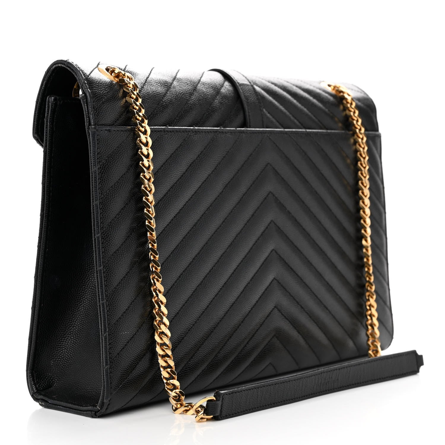 Saint Laurent Grain De Poudre Matelasse Chevron Large Monogram Satchel Black 3 of 15