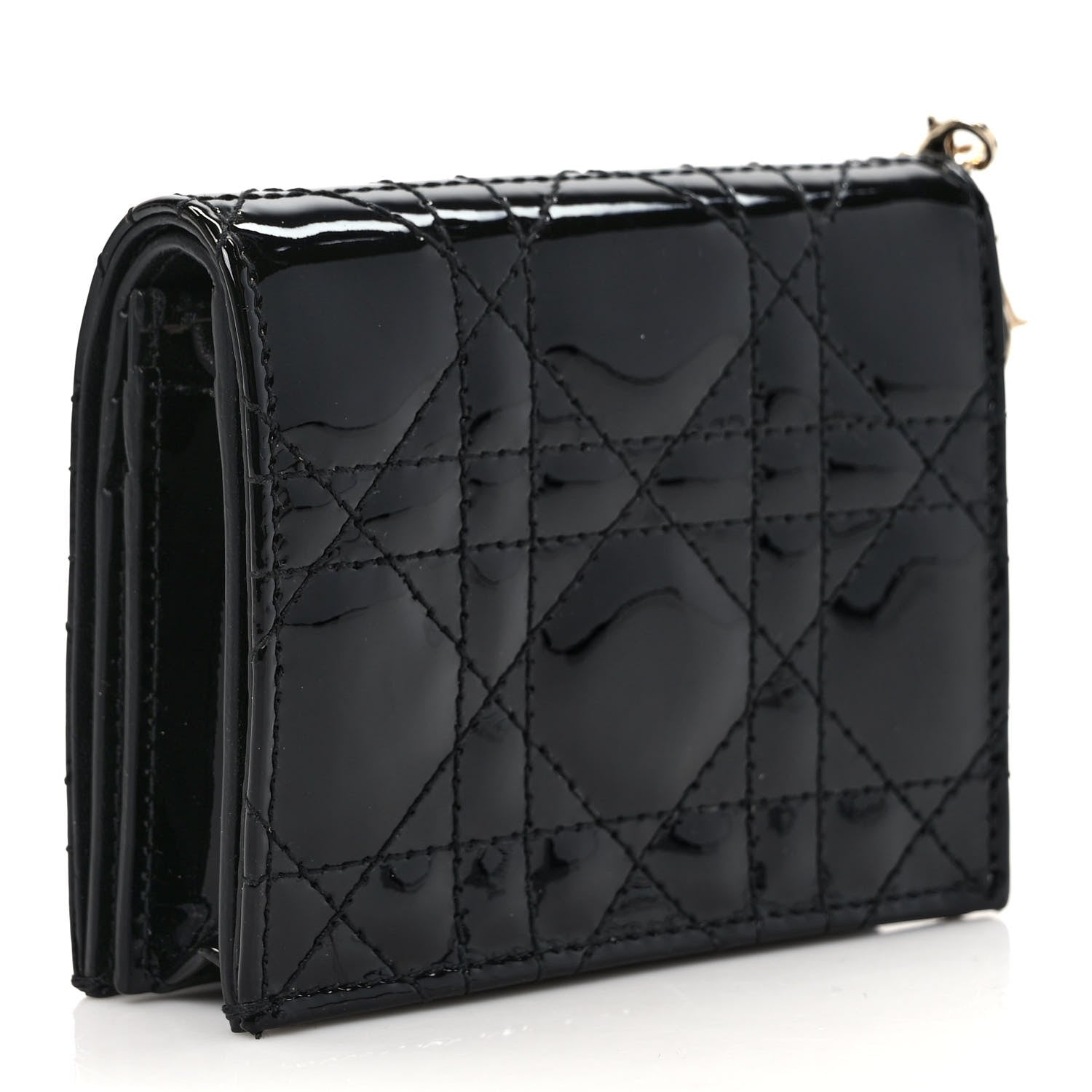Christian Dior Patent Cannage Small Lady Dior Flap Card Holder Black 3 of 7