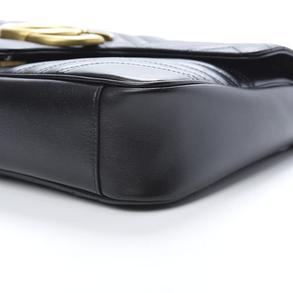 Gucci Calfskin Matelasse Medium GG Marmont Shoulder Bag Black 10 of 11
