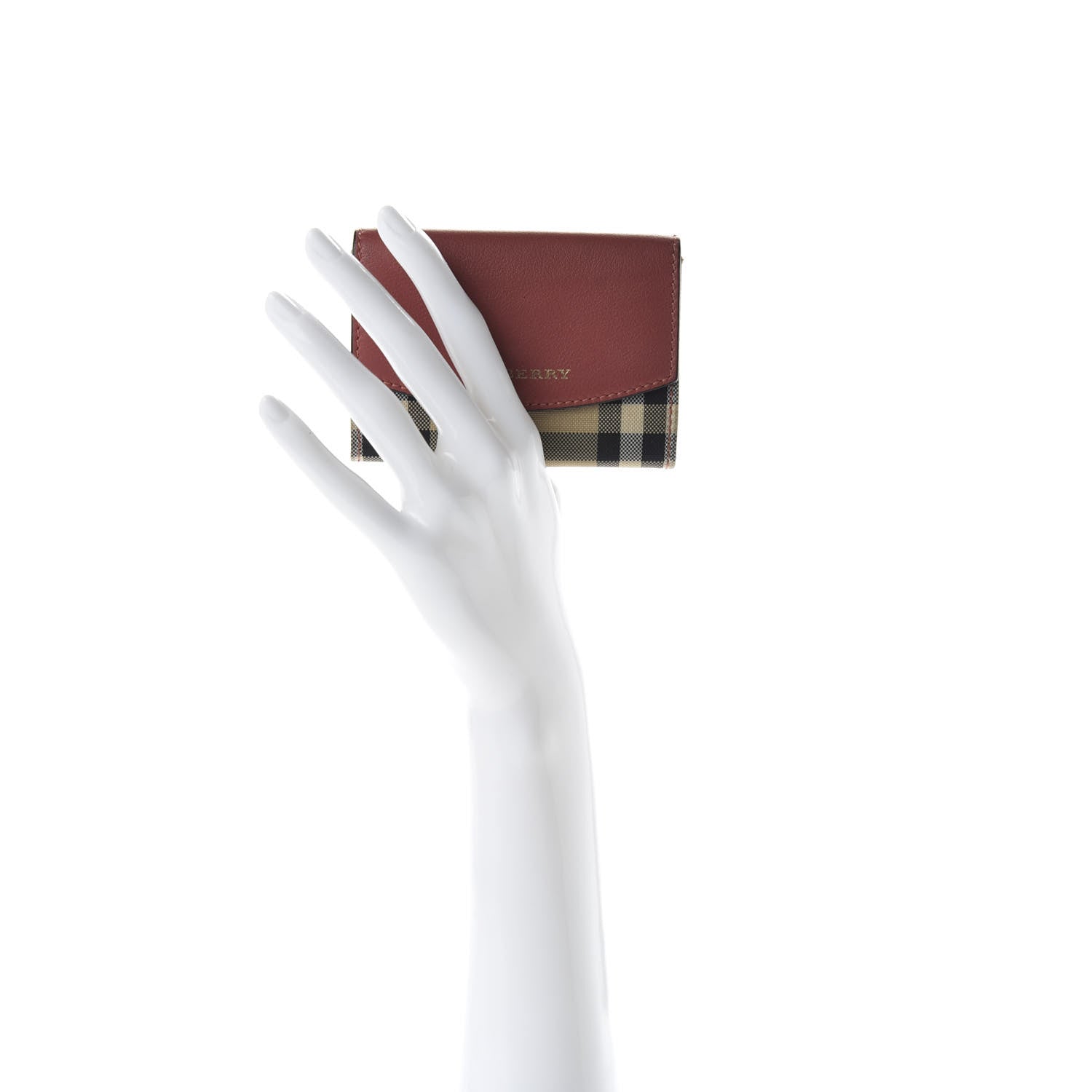 Burberry Calfskin House Check Chesam Card Case Cinnamon Red 2 of 7