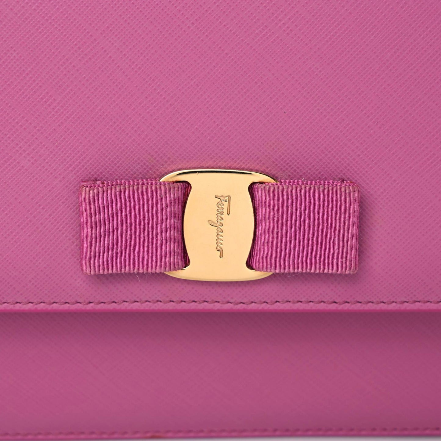Printed Calfskin Vara Bow Chain Flap Crossbody Fuchsia