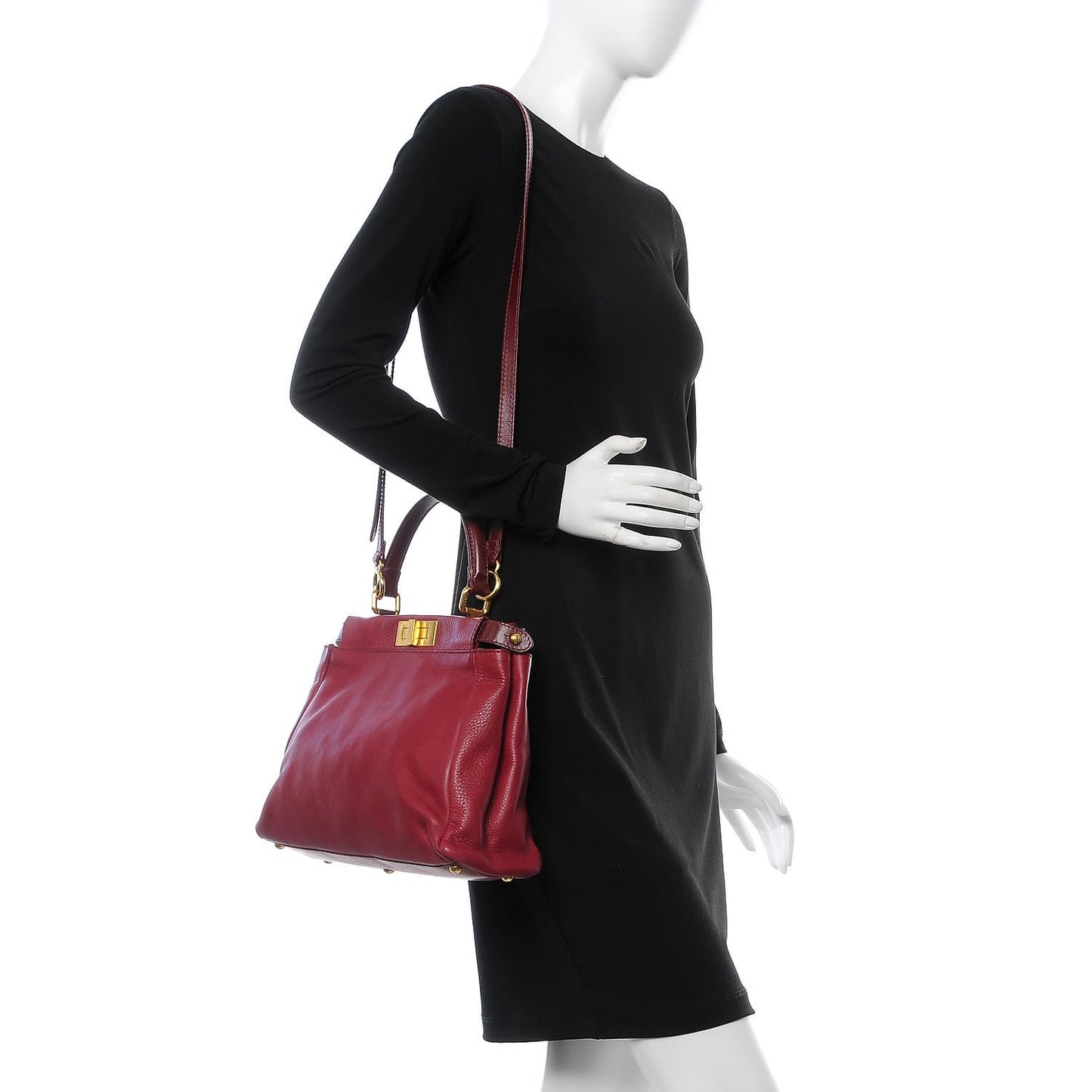 Vitello Saddle Medium Peekaboo Iconic Satchel Melograno Ciliegia