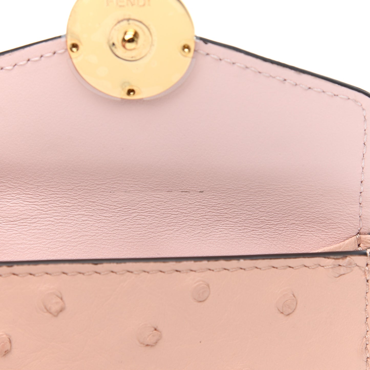 Ostrich Vitello Century Lucido F is Fendi Micro Tri-Fold Envelope Wallet Confetto