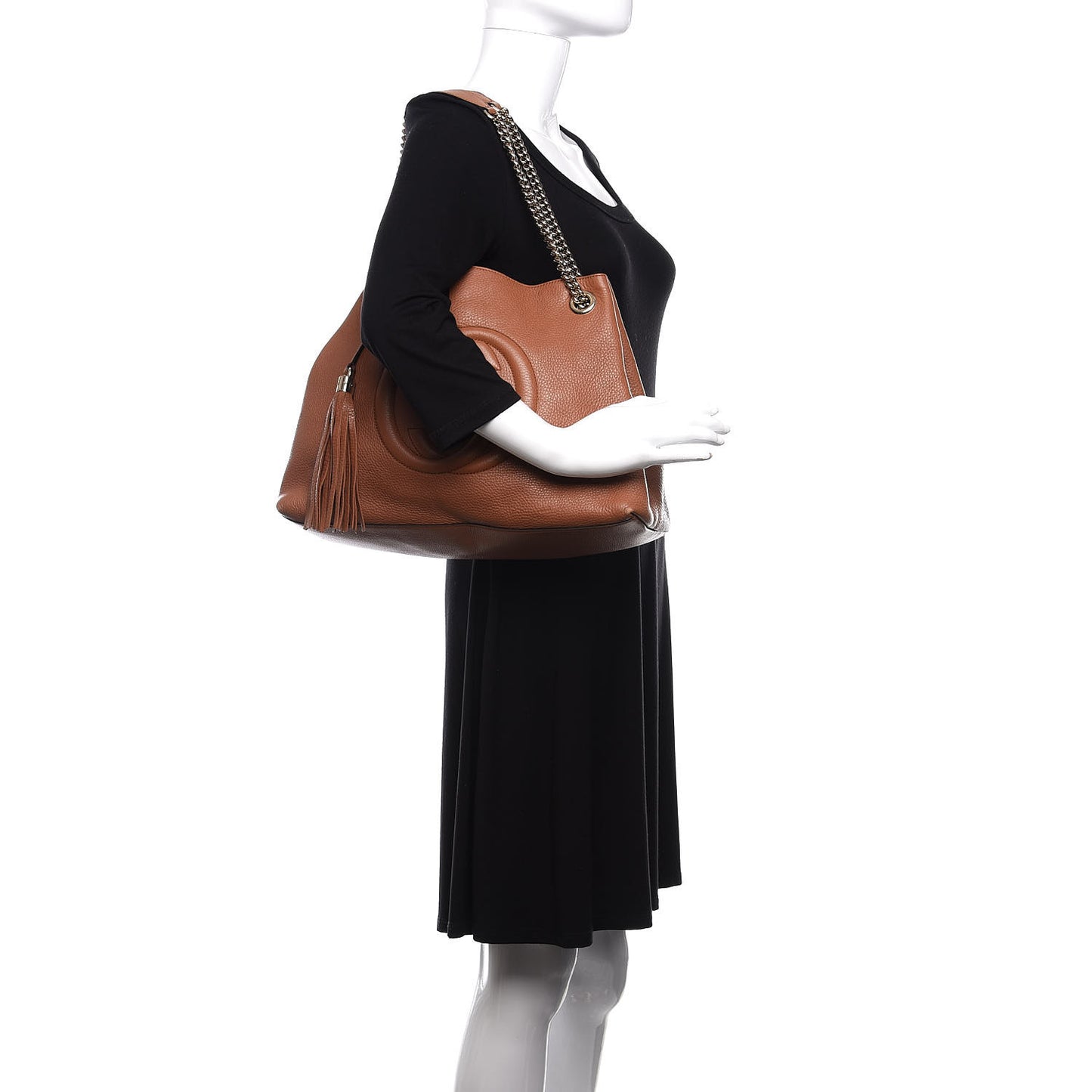 Pebbled Calfskin Medium Soho Chain Shoulder Bag Dusty Blush