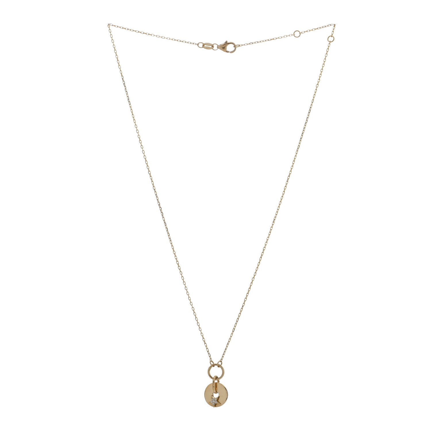 Foundrae 18K Yellow Gold Diamond Star Symbol Disk Drop Necklace 3 of 5