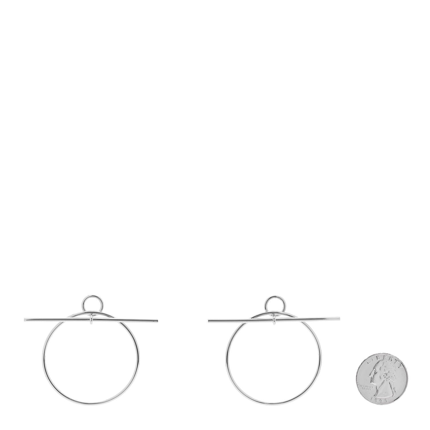 Hermes Sterling Silver MM Loop Earrings 2 of 5