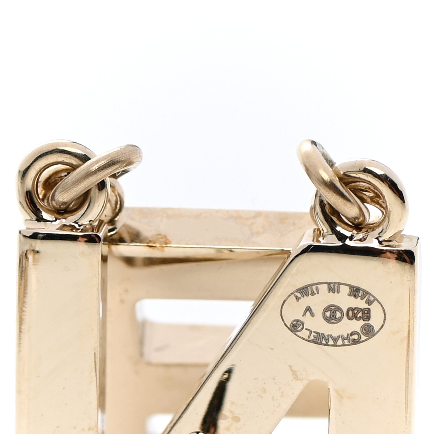 Chanel Metal Cha-Nel Logo Drop Earrings Gold 4 of 4