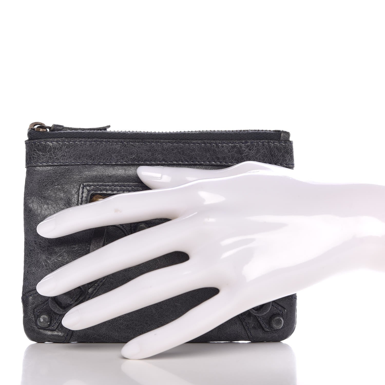 Balenciaga Agneau Rubber Covered Classic Hardware M Porte-Monnaie Coin Purse Grey 2 of 7