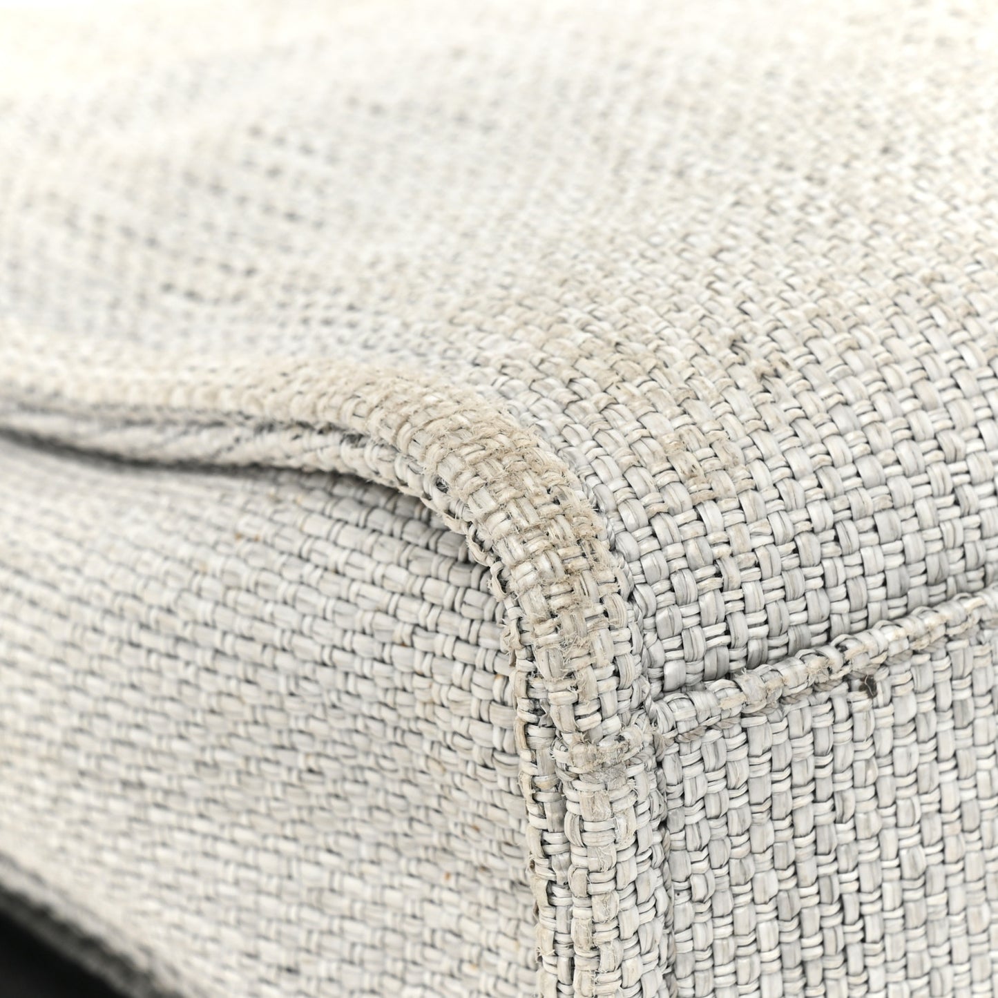 Woven Straw Raffia Small Deauville Messenger Grey