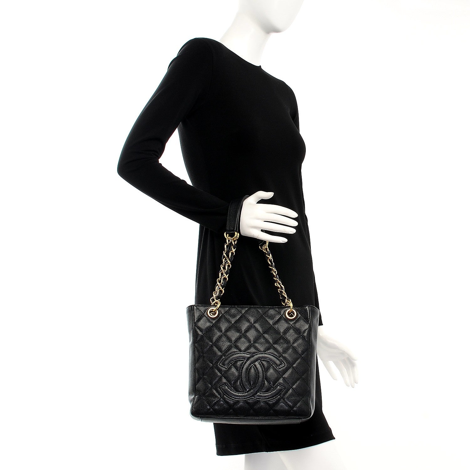 Chanel Caviar Quilted Petit Shopping Tote PST Black 2 of 11