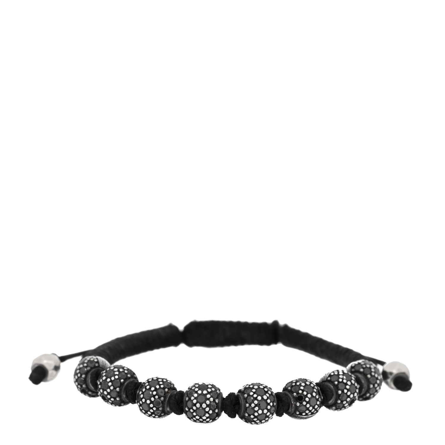 David Yurman Sterling Silver Black Diamonds Nylon Fortune Woven Bracelet Black 1 of 3
