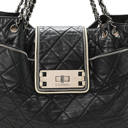 Chanel Lambskin Quilted Large East West Tote Black 7 of 9