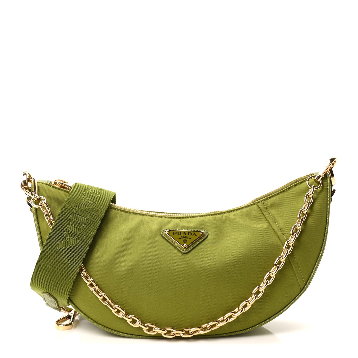 Re-Nylon Saffiano Demi-lune Shoulder Bag Edera