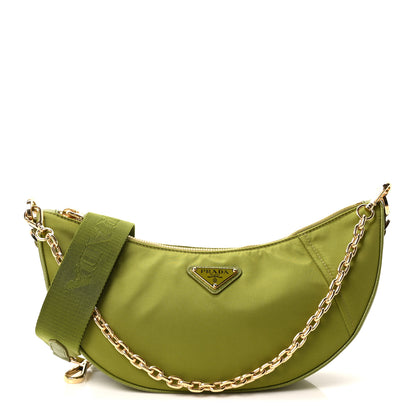Prada Re-Nylon Saffiano Demi-lune Shoulder Bag Edera 2 of 19