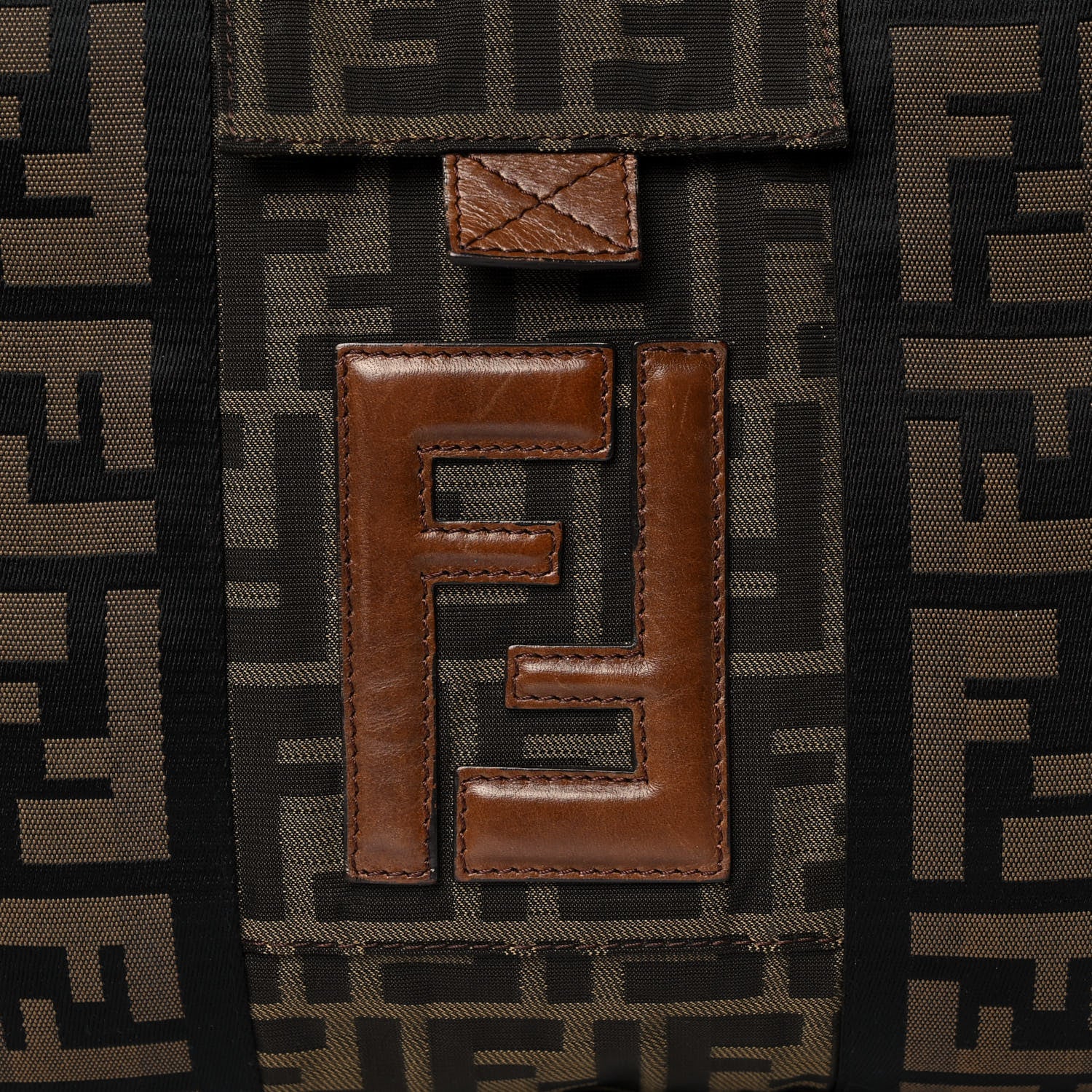 Fendi Zucca Vitello Patchwork Convertible Tote Tobacco Sabbia 7 of 9