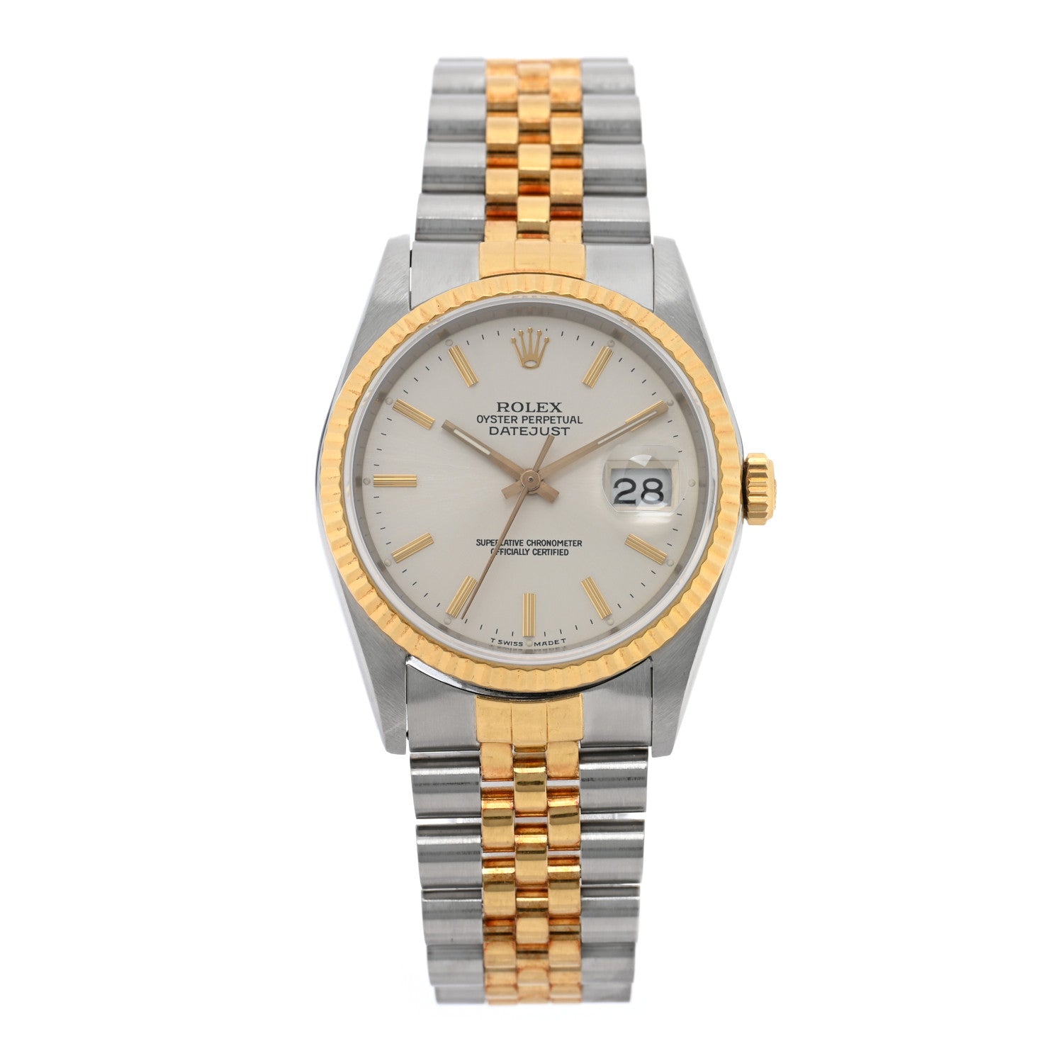Rolex Stainless Steel 18K Yellow Gold 36mm Oyster Perpetual Datejust Watch Silver 16233 1 of 4