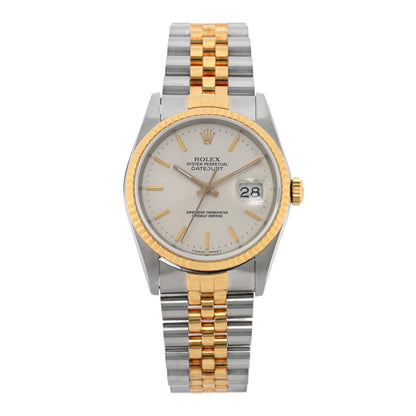 Rolex Stainless Steel 18K Yellow Gold 36mm Oyster Perpetual Datejust Watch Silver 16233 1 of 4