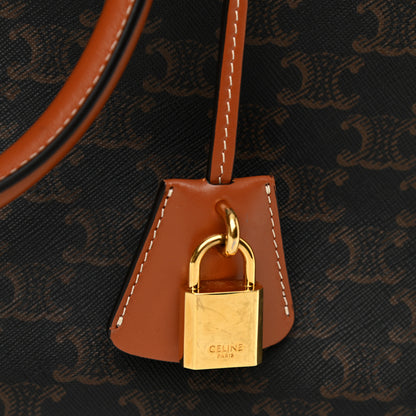 Celine Triomphe Canvas Calfskin Horizontal Cabas Tan 12 of 13