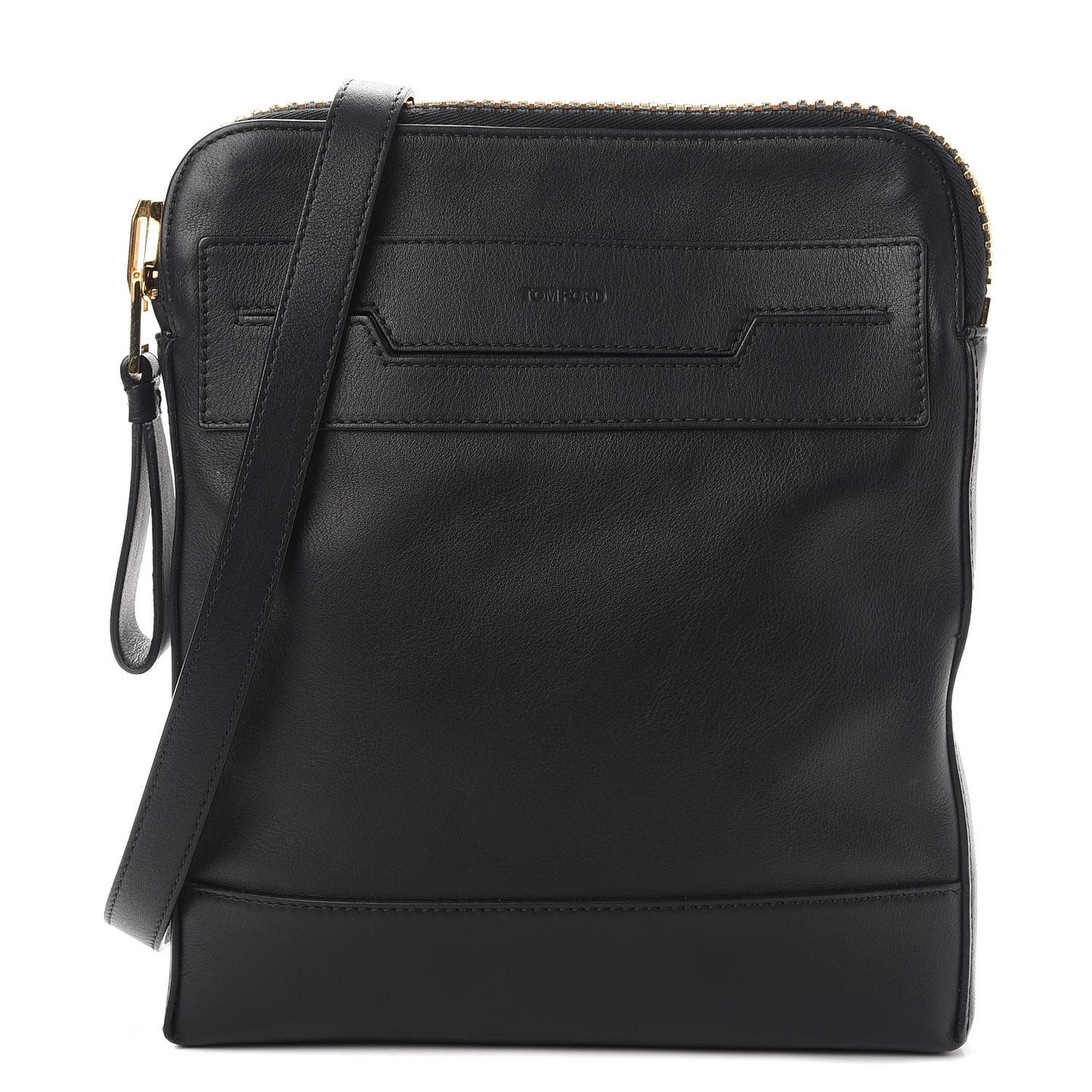 Calfskin Triple Zip Crossbody Bag Black