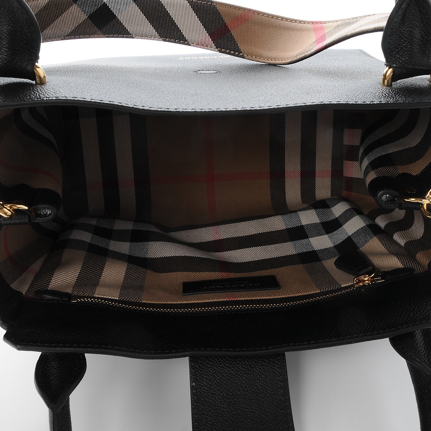 Burberry Soft Grain Calfskin Medium Buckle Tote Black 7 of 11