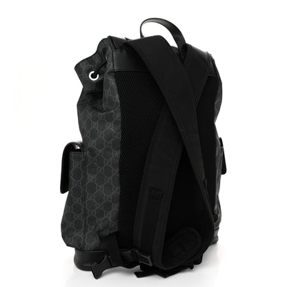 Gucci Soft GG Supreme Monogram Calfskin Web Double Buckle Backpack Black 2 of 10