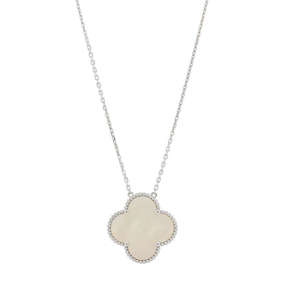 Van Cleef & Arpels 18K White Gold Mother of Pearl Magic Alhambra Pendant Necklace 1 of 6