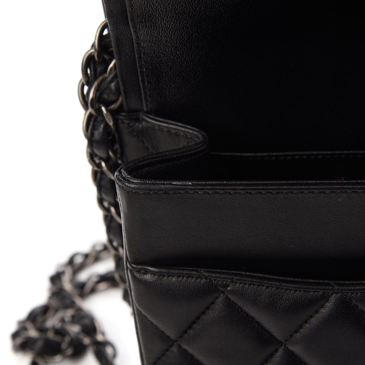 Lambskin Quilted Jumbo Double Flap Black