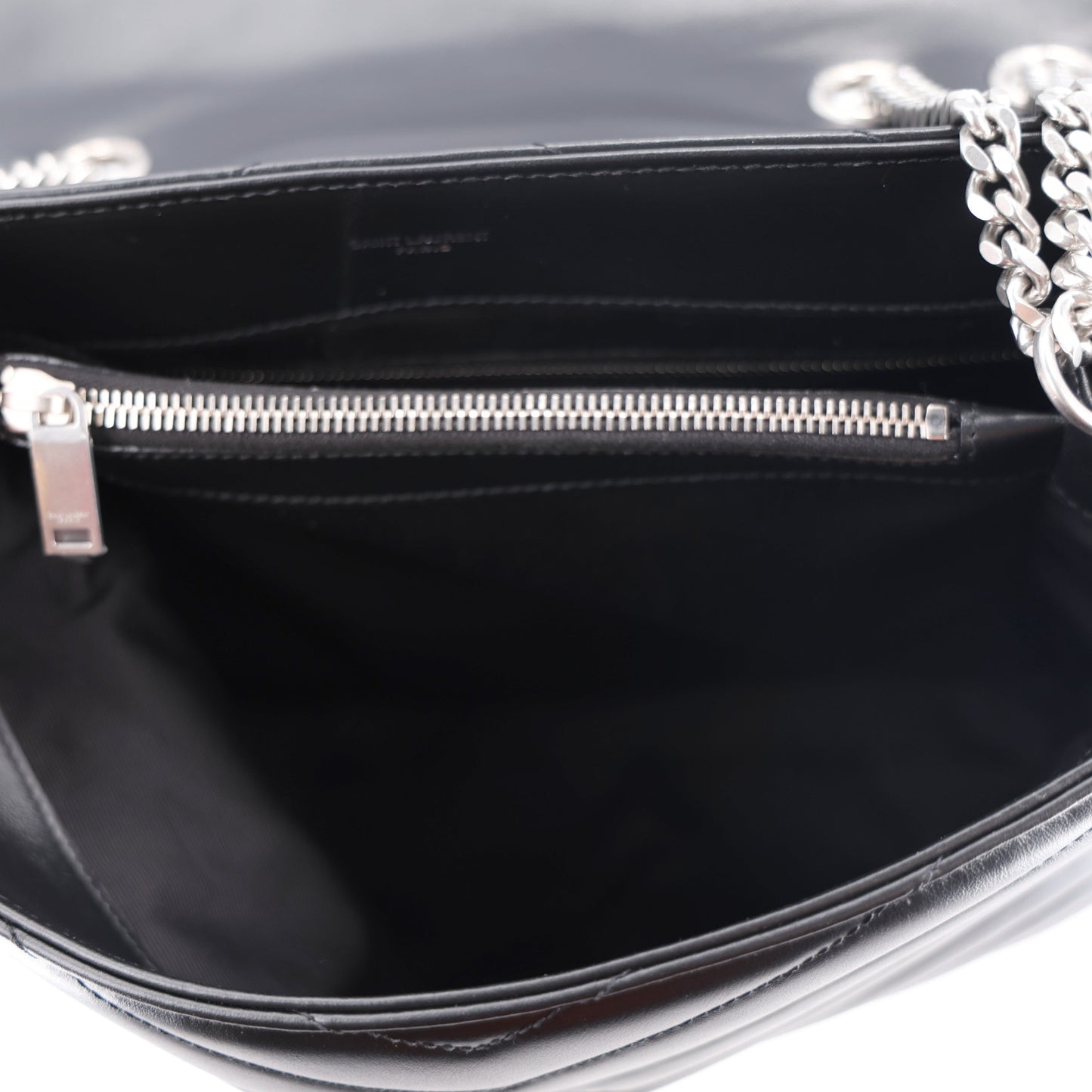 Calfskin Y Quilted Monogram Medium Loulou Chain Satchel Black