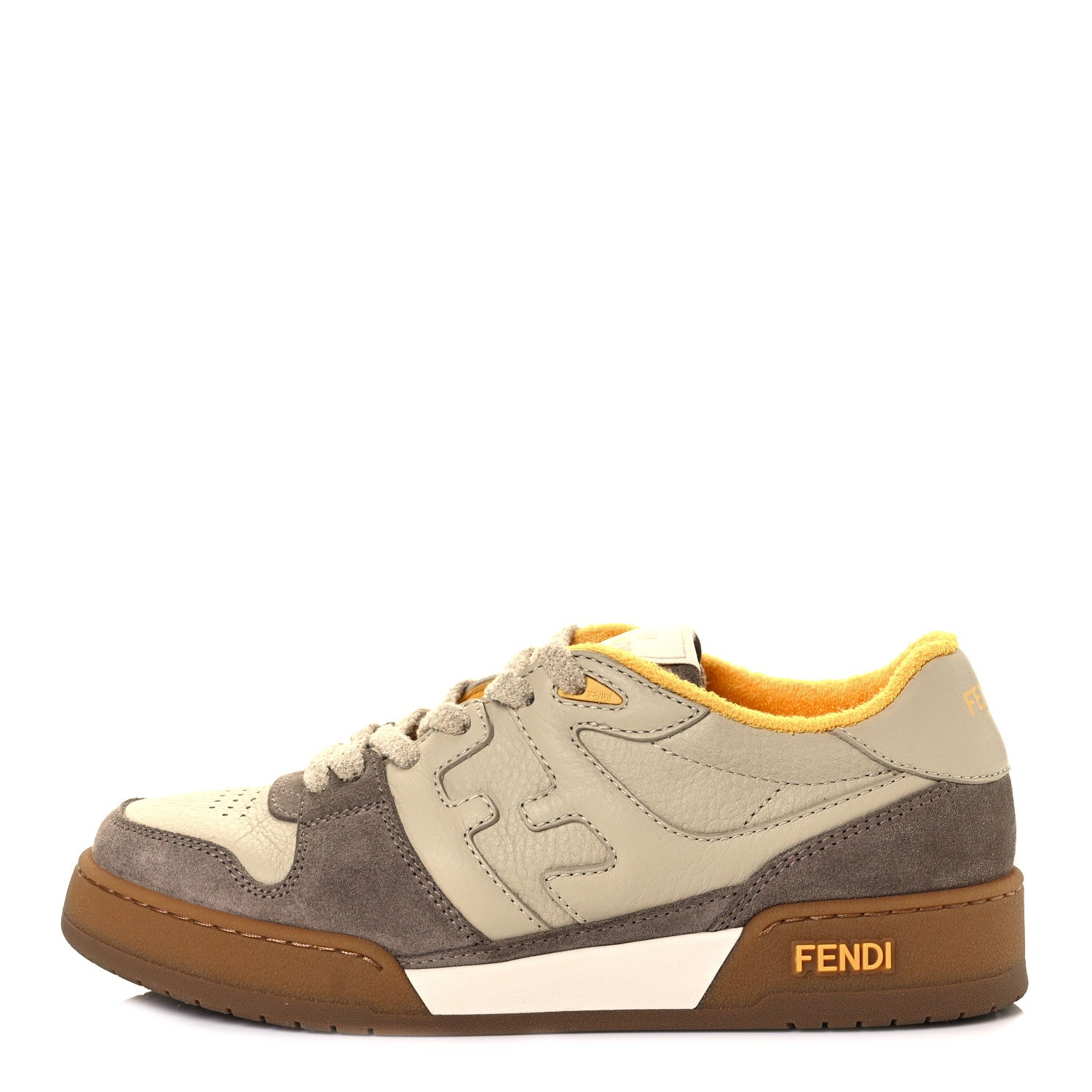Fendi Calfskin Suede Fendi Match Low Top Sneakers 38 Dodo Straw Yellow 1 of 8