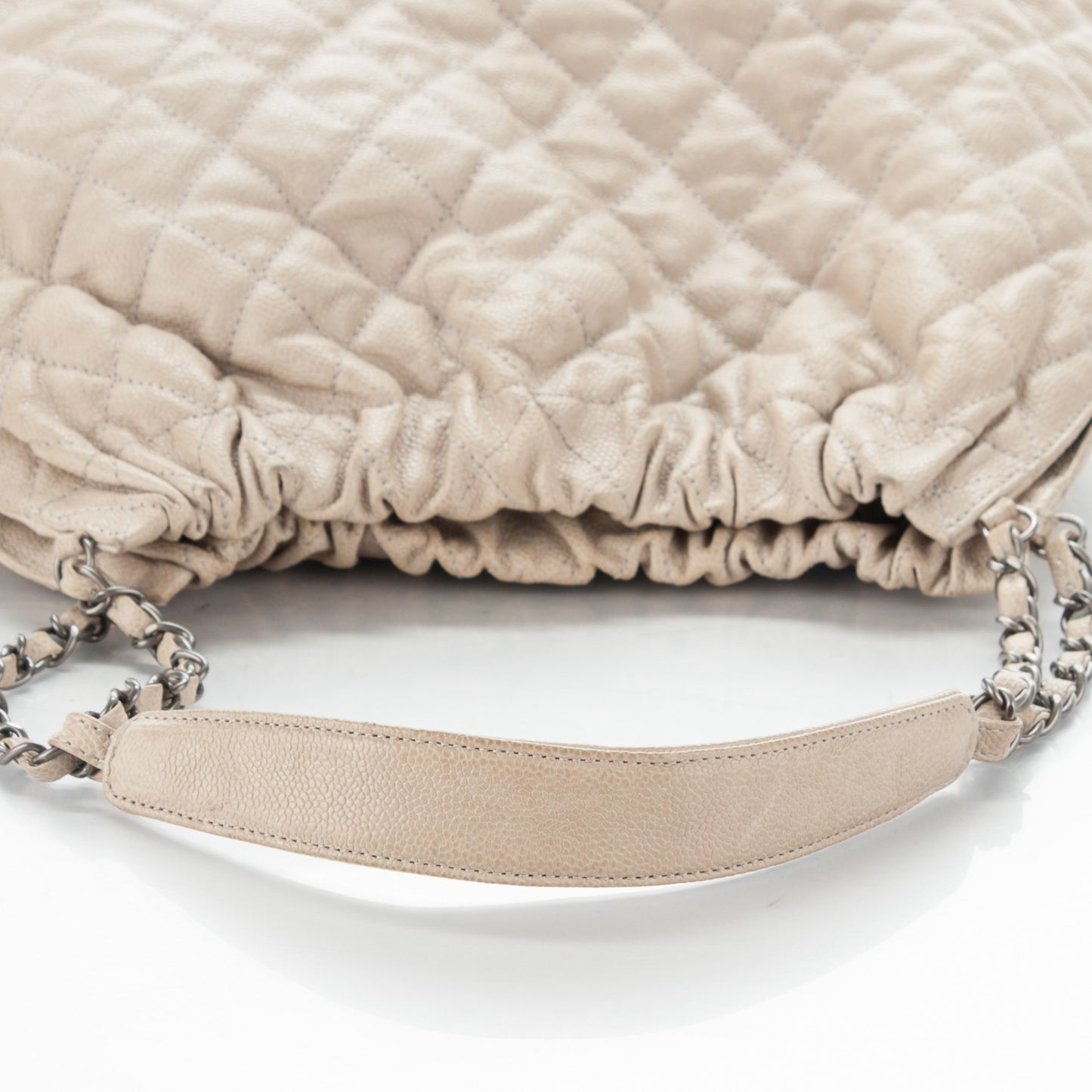 Caviar Quilted Large Elastic Tote Gray